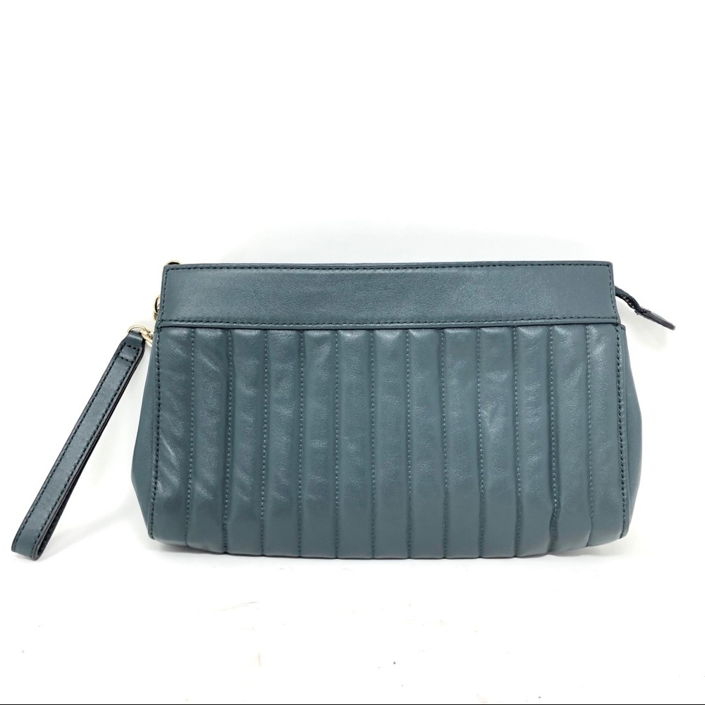 BROOKS BROTHERS Hunter Green Leather Quilted Clutch Wristlet $248